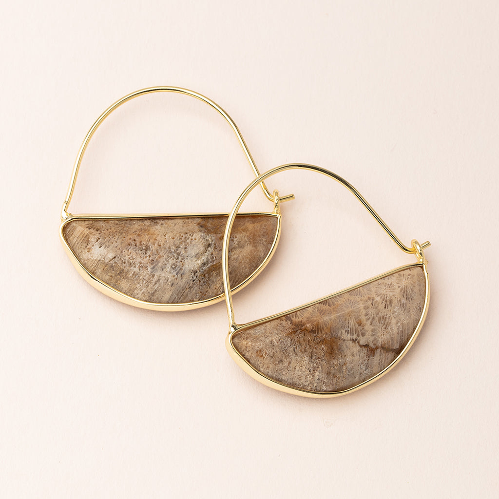 Stone Prism Hoop Earrings